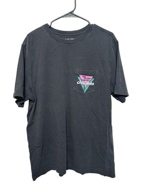 chubbies Black Short Sleeve Pocket Tee with Pink & Teal Graphic